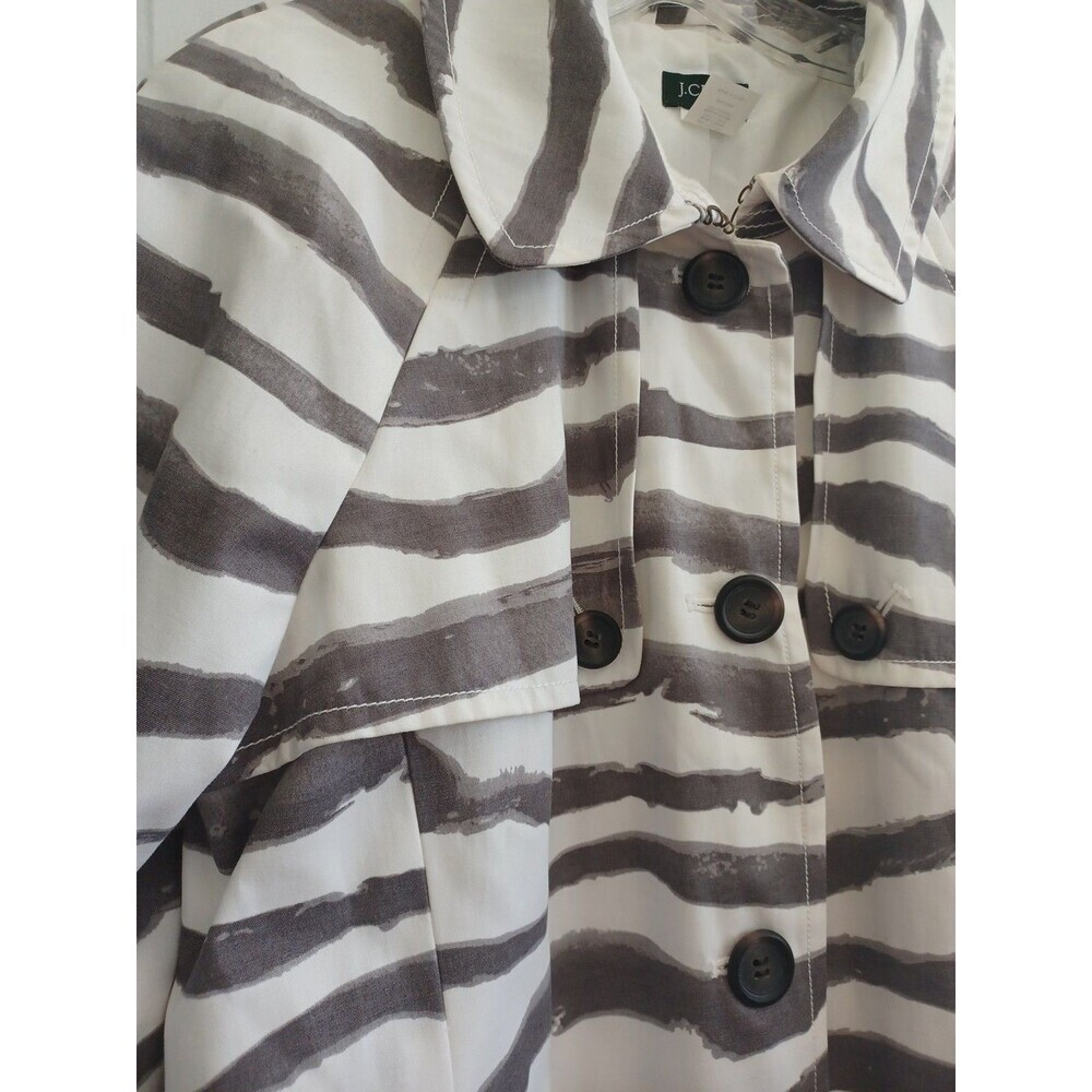 J.Crew zebra swing jacket 12 gray animal print cottonblend short trench classic - Picture 4 of 10